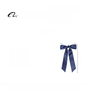 Detail showing dimensions of blue polka dot ribbon bow hair clip with 9.8g weight