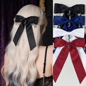 Barrette Nœud Gothic Lolita En Ruban De Satin Et Alliage Pendentif Étoile Lune Accessoires Cheveux Femme Fête