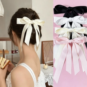 Elegante Fermaglio Per Capelli Con Fiocco In Raso E Nastri Lunghi Clip A Becco D'anatra Dolce Accessorio Per Capelli Donna Ragazze