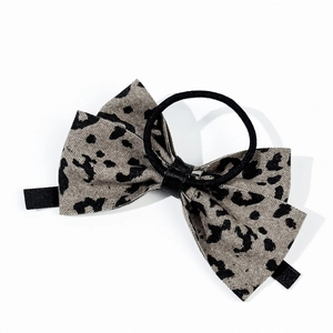 Leopard print bow hair tie with high elastic band and stylish animal pattern