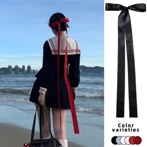 Sweet Satin Bowknot Hair Clip With Extra Long Ribbons Fairy Sailor Style Duckbill Clip For Women Girls Hair Accessories