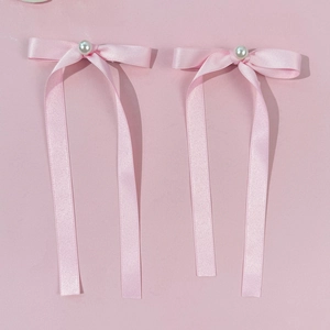 Barrettes à nœuds roses avec perles blanches, style ballet doux pour filles