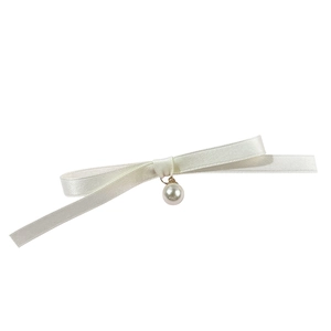 Broche nœud en satin crème élégante avec pendentif perle pour accessoires de style académie