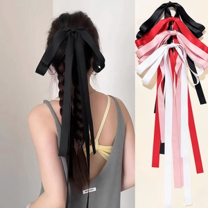 Fermaglio Per Capelli Con Fiocco Grande In Raso In Stile Coreano Con Nastri Lunghi Elegante Fermaglio Per Capelli In Raso Per Accessori Per Capelli Donna Party