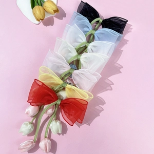 Elegante tulp haarspelden set met organza strikken in diverse kleuren voor dames