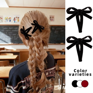 Einfarbig Samt Schleife Haarspangen Süß Seitenpony BB Clips Für Damen Mädchen Prinzessin Haarschmuck Retro Haarnadel