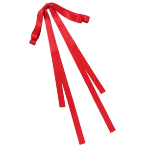 Fermaglio per capelli con grande fiocco rosso in raso e lunghi nastri per uno stile dolce