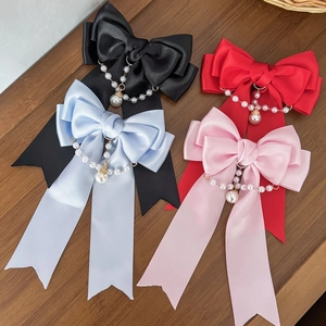 Elegante Fermaglio Per Capelli Con Fiocco In Raso Francese Con Frangia Di Künstliche Perle Forcina Dolce Grande Per Donna Festa