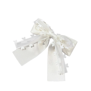 Pince à cheveux élégante en satin et organza blanc avec bordure en dentelle cœur