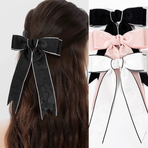 Barrette Nœud Élégante pour Femmes Style Coréen Épingle à Cheveux Ruban Jacquard Barrettes à Longs Glands Accessoires