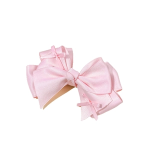 Elegant multi-layered pink satin bow hair clip with sweet aesthetic for women