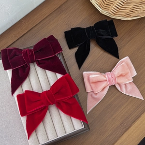 Vintage Velvet Bow Hair Clip For Women Fashion Elegant Large Hairpin Sweet Bowknot Headdress Daily Festival Accessories