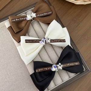French Style Ribbon Bowknot Hair Clips With Heart Star Rhinestone Elegant Sweet Duckbill Clip Hair Accessories For Women
