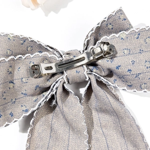 Blumen Haarspange mit grauen Streifen und blauen Blumen für elegantes französisches Styling