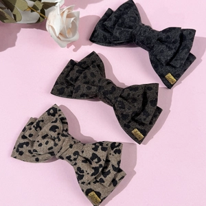 Vintage Leopard Print Bow Hair Clip Fabric Hairpin For Women Maillard Style Elegant Hair Accessories Large Back Head Clip