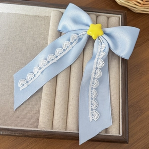Blue Lolita lace bow hair clip with yellow star decoration for sweet girl hairstyle