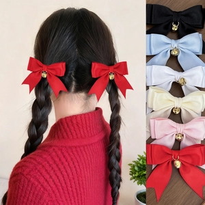 Dolci Fermagli per Capelli a Fiocco in Nastro Con Decorazione a Campana Dorata Eleganti Clip a Becco d'Anatra in Raso per Donna Ragazze