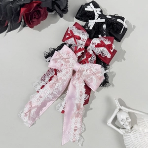 Barrette Cheveux Nœud en Ruban de Dentelle Style Lolita Pince à Bec de Canard Kawaii Douce pour Femmes Filles Fête