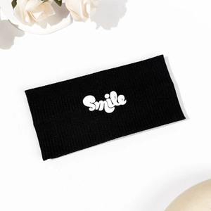 Elastic Sports Headband For Women Men Black Knitted Running Hairband With Smile Run Letter Print Sweatband Hair Accessories