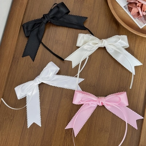Pince Cheveux Nœud Satin Bordure Dentelle Balletcore Ruban Épingle Cheveux Princesse Coréenne Pince Bec Canard Décoration