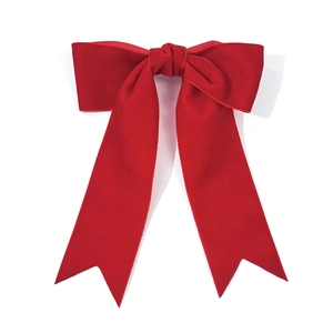 Elegant large red velvet bow hair clip with classic symmetrical design on white background
