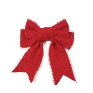Elegant solid red wool plush bow hair clip in minimalist Korean style for women