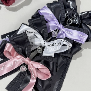 Barrettes à cheveux Y2K style gothique avec nœud et pendentif cœur en strass rose