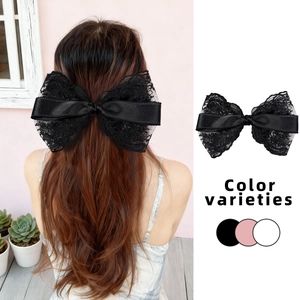 Oversized Lace Bow Hair Clip Elegant Sweet Lolita Style Ribbon Hairpin For Women Daily Party Hair Accessories