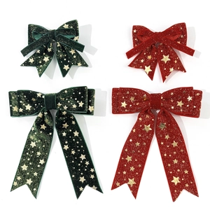 Lazos de terciopelo para el pelo de Navidad con estrellas doradas en rojo y verde