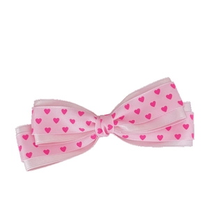 Süße rosa Haarklammer mit rotem Herzmuster und Schleife für Damen und Mädchen
