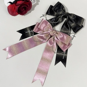 Barrette Gothique en Ruban Pailleté avec Pendentif Croix Métallique Chaîne Punk Style Lolita Accessoires Cheveux Femme