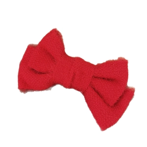 Elegante fermaglio per capelli con fiocco in lana rossa con texture morbida e design