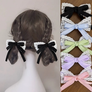 Süße Spitze Satinband Schleifen Haarclips Für Damen Mädchen Balletcore Lolita Stil Pferdeschwanz Pony Haarschmuck Accessoires
