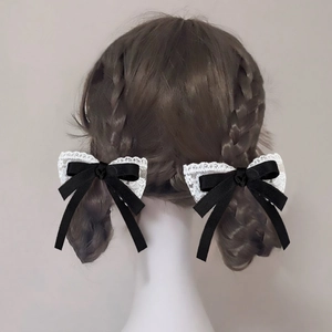 Süße schwarze Haarklammern mit Schleife und Spitze für Damen im eleganten Satin-Look
