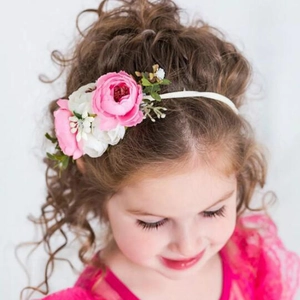 Pastoral Stil Künstliche Blume Stirnband Elastisches Nylon Haarband Für Baby Kinder Mädchen Haarschmuck Fotografie Requisiten