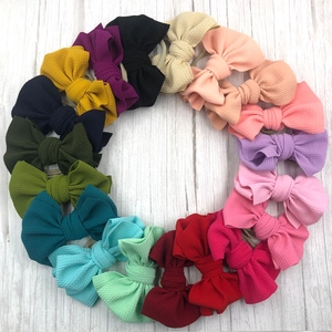 Set di 20 fasce per capelli neonata con fiocchi in maglia a nido d'ape colorati