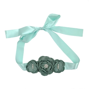 Ceinture en Ruban Satin à Fleurs Faite à la Main avec Künstliche Perles d'Imitation pour Enfants Femmes Accessoire de Robe