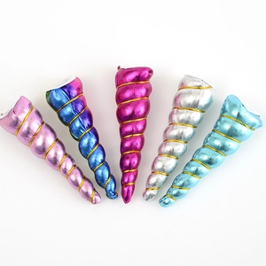 Five-piece glitter unicorn horn set for DIY headbands in assorted metallic gradient colors