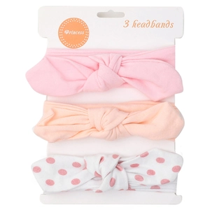 Lot de 3 bandeaux oreilles de lapin pour bébé en tissu élastique avec nœuds papillon