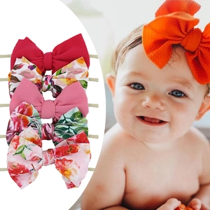 Fascia per Neonata con Fiocco Grande Elastica in Nylon Texture a Nido d'Ape Accessori per Capelli Morbidi per Bambini