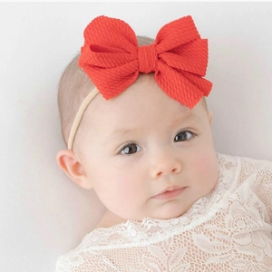 Baby Girls Large Bow Headband Waffle Fabric Elastic Nylon Hair Band Soft Newborn Infant Kids Hair Accessories Daily Wear