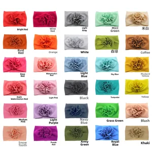 Grille de 30 couleurs de bandeaux élastiques pour bébés avec texture gaufrée et grande fleur nœud