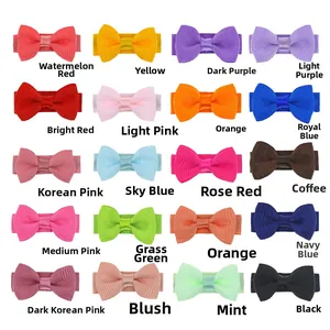 Grille détaillée de 20 couleurs de barrettes à nœuds en ruban gros-grain pour petites filles
