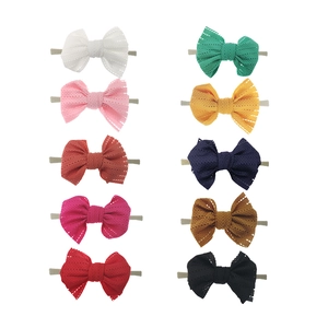 10-piece set of baby lace bow headbands with elastic nylon straps in vibrant colors