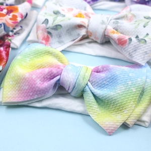 Soft gradient bow baby headband with polka dots and high-stretch nylon band