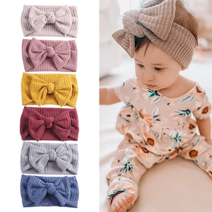 Bandeaux Bébé En Maille Gaufre Avec Nœud Bandeau Élastique Doux Pour Nourrissons Filles Nouveau-Nés Accessoires Cheveux