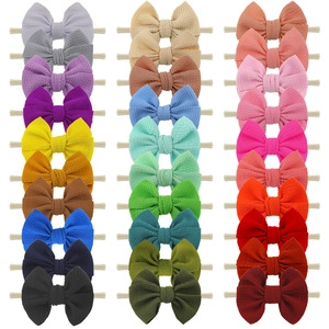30-piece set of girls nylon headbands with cute waffle fabric bows in assorted colors