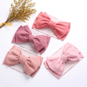 Bandeau Bébé en Faux Cachemire avec Nœud Papillon Bandeau Élastique pour Petites Filles Grand Nœud Papillon Couleur Unie