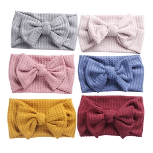 Lot de six bandeaux pour bébé avec nœud en maille gaufrée de différentes couleurs
