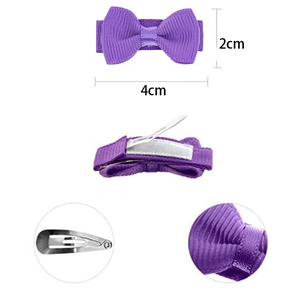 Barrette à cheveux nœud en ruban gros-grain violet pour enfants, mini accessoire de 4cm